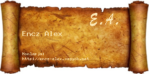Encz Alex névjegykártya